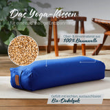 #DoYourYoga Yoga-Bolster Paravati navyblau, gefüllt mit leichtem Bio-Dinkelspelz, 100% Baumwolle, 67 x 22 x 13 cm, waschbar