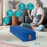 #DoYourYoga Yoga-Bolster Paravati in Navyblau, 67x22x13 cm, gefüllt mit Bio-Dinkelspelz, waschbarer Bezug, atmungsaktiv und anpassbar.