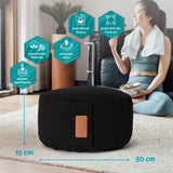 #DoYourYoga Yoga-Kissen Vishnu rund 30x30x15 cm schwarz, gefüllt mit Bio-Dinkelspelz, waschbarer Bezug, atmungsaktiv und formanpassend.