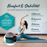 #DoYourYoga Yoga-Kissen Vishnu rund dunkelgrün, gefüllt mit Bio-Dinkelspelz, ideal für Symmetrie und Gelenkentlastung bei Yoga-Posen.