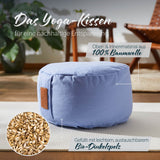#DoYourYoga Yoga-Kissen Vishnu rund 30x30x15 cm, gefüllt mit Bio-Dinkelspelz, Bezug 100% Baumwolle, lavanderfarben.