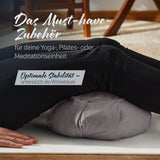 #DoYourYoga Yoga-Kissen Ganesh grau, gefüllt mit Bio-Dinkelspelz, Halbmond 45x30x14 cm, ideal für Meditation und Pilates.