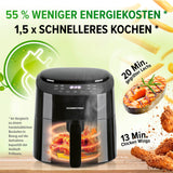 GOURMETmaxx Heißluft-Fritteuse Digital 4,5l schwarz mit Touchdisplay, 8 Programmen, 1400W, fettarm und energiesparend.