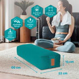 #DoYourYoga Yoga-Bolster Paravati gefüllt mit Bio-Buchweizenschalen, waschbarer Bezug, anpassbar, 67 x 22 x 13 cm, Dunkelgrün.