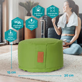 #DoYourYoga Yoga-Kissen Vishnu rund 30x30x15 cm hellgrün, Bio-Buchweizenschalen, waschbarer Bezug, anpassbar, atmungsaktiv, wärmespeichernd
