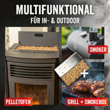 Grillpellets Eichenholz 10 kg für Grill, Smoker, Pelletofen und Rauchbox, aromatischer Geschmack ohne Zusatzstoffe.