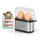 GOURMETmaxx Eierkocher Kompakt 2.0 schwarz/silber für 2 Eier, inkl. Messbecher, platzsparend, einfache Bedienung, moderner Eierkocher.