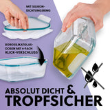 GOURMETmaxx Glas-Frischhaltedosen Klick-it 725 ml mit 4-fach-Klickverschluss und Silikondichtring, absolut dicht und tropfsicher.