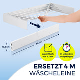 EASYmaxx Wandwäschetrockner 400 klappbar mit 4 m Trockenlänge, platzsparend, leicht montierbar, 80 x 40 x 10,5 cm, stromlos trocknen.