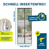 HOBERG Insektenschutzvorhang mit XXL-Magnetbändern, 80x210 cm, luftdurchlässig, robust, ohne Bohren montierbar, schützt vor Insekten.