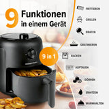 GOURMETmaxx Heißluftfritteuse mit 2,3 l & 1000 Watt – 9 Funktionen inkl. Timer für Fettarmes Frittieren, Grillen, Backen und mehr.