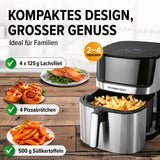 GOURMETmaxx Digitale Heißluftfritteuse mit Touchdisplay & Timerfunktion – kompaktes Design, ideal für 2-4 Personen, vielseitige Zubereitung, 7,5 Liter.