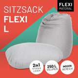 LUMALAND Flexi Comfort Sitzsack - Premium Bean Bag Sitzkissen Medium in Hellgrau, ergonomisch, flexibles 2in1 Design, 250L Volumen, Indoor Bereich.