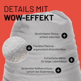 LUMALAND Flexi Comfort Sitzsack Premium Hellgrau mit flexiblem Material, abnehmbarem Bezug, verdecktem Reißverschluss und extra starken Nähten.