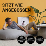 LUMALAND Flexi Comfort Sitzsack Premium Bean Bag Sitzkissen Hellgrau, 155x100 cm, robust, flexibel und anpassungsfähig.