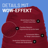 LUMALAND Flexi Comfort Sitzsack Rot mit abnehmbarem Bezug, flexiblem Material, extrastarken Nähten und verdecktem Reißverschluss.