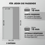 #DoYourFitness Fitnessmatte Grau 183x61x1,5 cm rutschfest und robust für Yoga, Gymnastik, Indoor & Outdoor Training