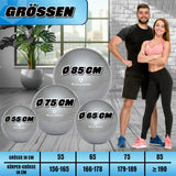 #DoYourFitness Gymnastikball inkl. Ballpumpe, Fitness Sitzball Silber 75 cm, verschiedene Größen für Fitness und Training.