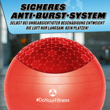 #DoYourFitness Gymnastikball inkl. Ballpumpe Rot 65 cm mit sicherem Anti-Burst-System und strapazierfähigem Material für Sport und Alltag.