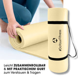 #DoYourFitness Fitnessmatte hell beige 183x61x1,5 cm, rutschfest, robust, leicht zusammenrollbar mit praktischem Tragegurt für In- & Outdoor.