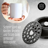 LUMALAND Stövchen aus Gusseisen - Teewärmer für Teekannen mit genoppter Abdeckplatte für sicheren Stand von Kannen und Tassen.