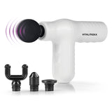 VITALmaxx Mini Massage Gun Smart Grip - Weiß mit ergonomischem Design und 4 Aufsätzen für intensive Massage und schnelle Regeneration.