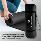 #DoYourFitness Fitnessmatte schwarz 183x61x1 cm, rutschfest, leicht zusammenrollbar mit Tragegurt für Yoga und Gymnastik indoor & outdoor