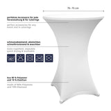 LUMALAND Stehtischhusse Ø 70-75 cm Weiß, schmutzabweisend, abwischbar, schnell trocknend, waschbar bei 40 °C, perfekte Passform.