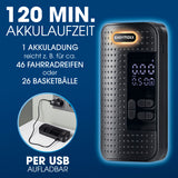 EASYmaxx Akku-Handkompressor mit Display, USB aufladbar, für Fahrrad, Auto & Bälle, 120 Min Akkulaufzeit, bis 10,3 bar.