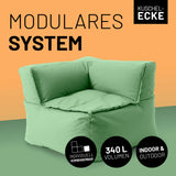 LUMALAND Sitzsack-Sofa Ecke Pastell Grün mit 340 L Volumen, modularem System, indoor & outdoor Nutzung, kombinierbar und langlebig.