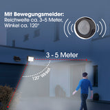 EASYmaxx Solar-Strahler mit Bewegungsmelder schwarz, 8 COB-LEDs, 300 Lumen, Bewegungsmelder Reichweite 3-5 Meter, 120° Winkel.