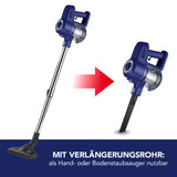 CLEANmaxx Akku-Zyklon-Staubsauger blau/silber mit Teleskoprohr, als Hand- und Bodenstaubsauger vielseitig einsetzbar.
