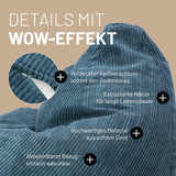LUMALAND Sitzsack GIANT aus der Cord-Reihe, 135 x 100 cm Navyblau mit softem, waschbarem Bezug und verstecktem Reißverschluss