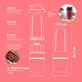 GOURMETmaxx Nutrition Mixer Pro 1.000 mit Zubehörset M, 1000W, 6-fach Edelstahlklingen, 550ml Mixbecher, To-go-Deckel, kompakt.