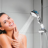 EASYmaxx Duschkopf mit Wasserstopp & Druckregler, Präzisionsdüsen und Filter für starken Wasserdruck und flexibles Duschen.