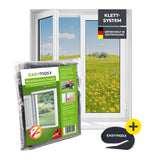 EASYmaxx Moskitonetz für Fenster mit selbstklebendem Klettband 150x180 cm schützt Fenster vor Insekten, einfache Montage ohne Bohren.