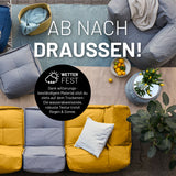 LUMALAND Sitzsack-Sofa Ecke Senfgelb, 340 L, wetterfest, kombinierbar, robust, pflegeleicht, mit abwischbarem Bezug und verdeckten Reißverschlüssen.