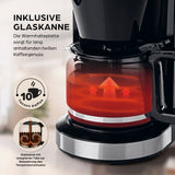 Barista Filterkaffeemaschine Grind mit Mahlwerk, LED-Touchdisplay & Timer mit Glaskanne und Warmhalteplatte für 10 Tassen Kaffee.