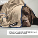 FLUFFINO® Hundehandtuch Mikrofaser – 2er-Pack in Beige & Blau, extra saugfähig, weich und schnell trocknend, für kleine bis mittelgroße Hunde.