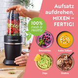 GOURMETmaxx Nutrition Mixer 4-tlg. mit To-go-Deckel zum schnellen Pürieren von Smoothies, Shakes, Dips und kalten Soßen.