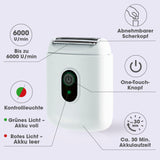 VITALmaxx Damenrasierer - weiß/schwarz mit abnehmbarem Scherkopf, One-Touch-Knopf, 6000 U/min und ca. 30 Min. Akkulaufzeit