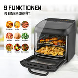GOURMETmaxx Heißluftofen mit Panoramadach & Frontfenster, 12,5 l – 9 Funktionen für vielfältiges Garen und knusprige Gerichte.