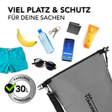 Where Tomorrow Dry Bag 30L - Style 02 - Grau wasserdichter, robuster Rucksack mit 30L Fassungsvermögen für Outdoor-Abenteuer.