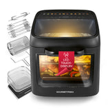 GOURMETmaxx Heißluftofen mit Panoramadach & Frontfenster, 12,5 l, 12 Programme, LED-Touch-Display, Zubehör inklusive.