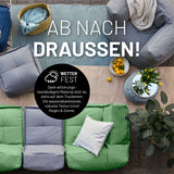 LUMALAND Sitzsack-Sofa Ecke Pastell Grün, 340 L, wetterfest, abwischbar, mit versteckten Reißverschlüssen und modular kombinierbar.