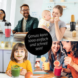 GOURMETmaxx Nutrition Mixer 4-tlg. püriert, hackt und mahlt schnell für frische Smoothies, Shakes und mehr mit To-go-Deckel.