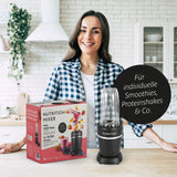 GOURMETmaxx Nutrition Mixer 4-tlg. mit 1000 Watt für schnelles Pürieren, Hacken und Mahlen, inkl. To-go-Deckel und 750 ml Mixbecher.