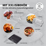 GOURMETmaxx Heißluft-Ofen Digital 12l mit XXL-Zubehörpaket für vielseitiges Grillen, Backen und Frittieren, schwarz.