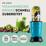 GOURMETmaxx Mr. Magic Power 400 Pro mit Zubehörset M kompakter Standmixer für Shakes, Smoothies mit 400W Motor und 500ml Becher.
