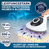 CLEANmaxx Milbensauger Vibration entfernt 99,9 % Milben mit UV-C-Licht und 3000 Vibrationen/min für tiefenreine Matratzen.